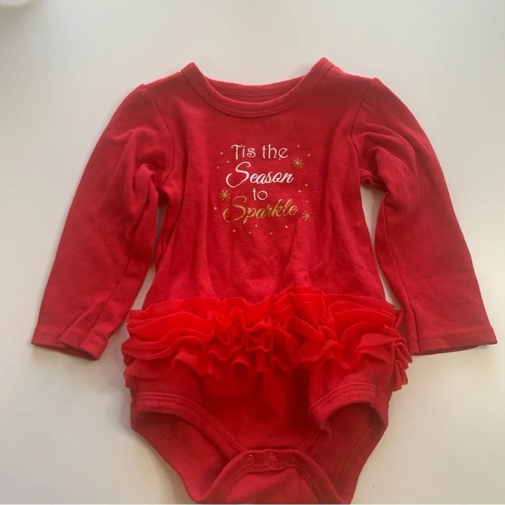 Holiday Red Ruffled Bodysuit for Kids
